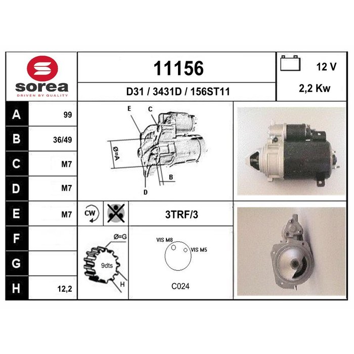 DEMARREUR C25DJ5D — SOREA SE11156