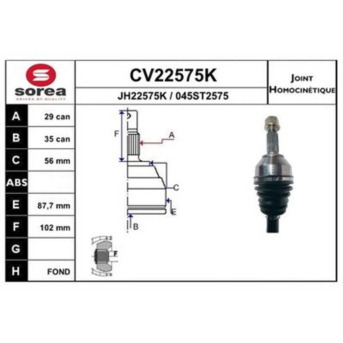 TETE CARDAN NISSAN QASHQAI X-TRAIL REN KOLEOS CR29 CB35 — SOREA SE22575K