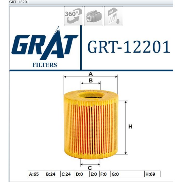 FILTRE A HUILE PSA 206/207/307/ C2 C3 C4 1.6 / FORD FOCUS II L108 — MGA GRT-12201