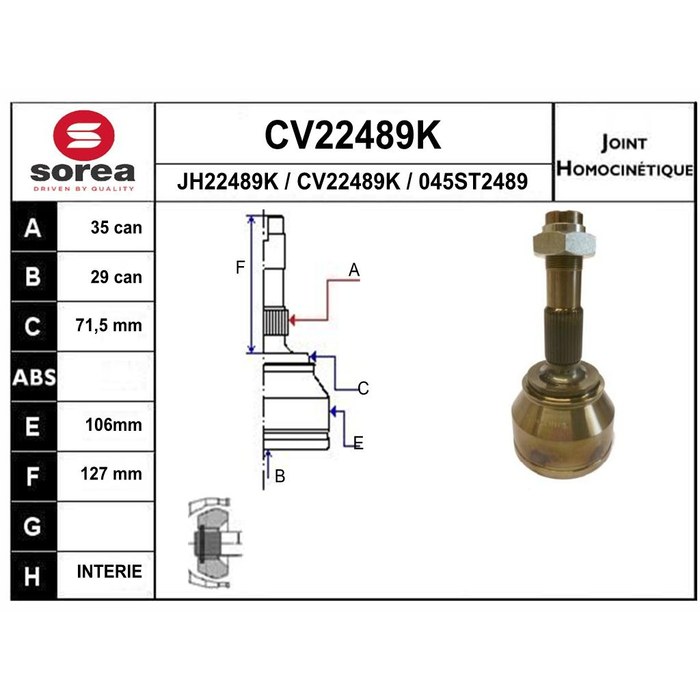 TETE CARDAN/BOXEUR/ JUMPER II CR35/CB29 KFT746 — SOREA SE22489K