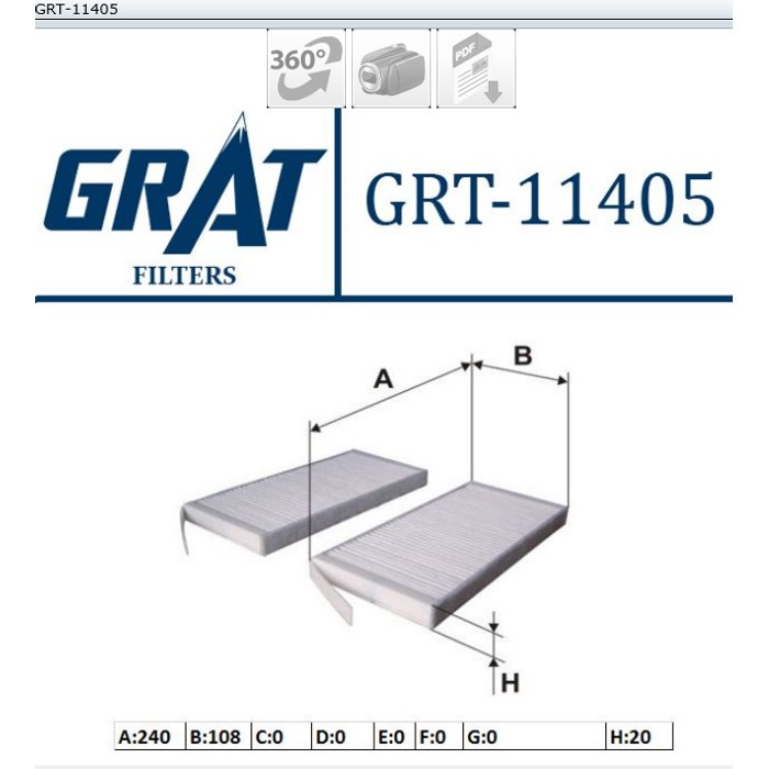 FILTRE HABITACLE REN KANGOO 1.5DCI MASTER IV OPEL HB231 — MGA GRT-11405
