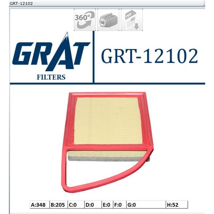 FILTRE A AIR PSA PART BERL 206 207 308 C3 C4 C5 1.6HDI P520A — MGA GRT-12102