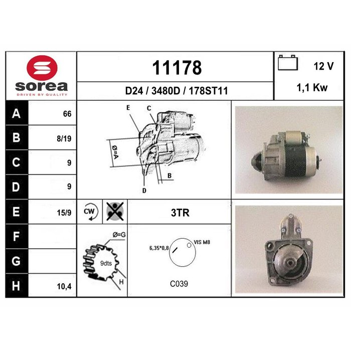 DEMARREUR C15E/205/309HORIZON — SOREA SE11178