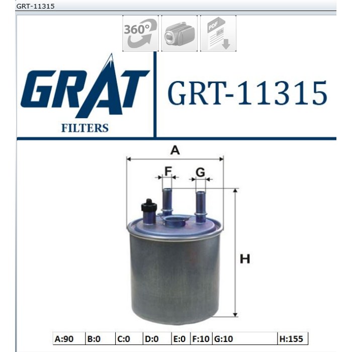 FILTRE CARBURANT REN KANGOO 1.5DCI LAGUNA III 1.5DCI 2.0DCI M572 — MGA GRT-11315