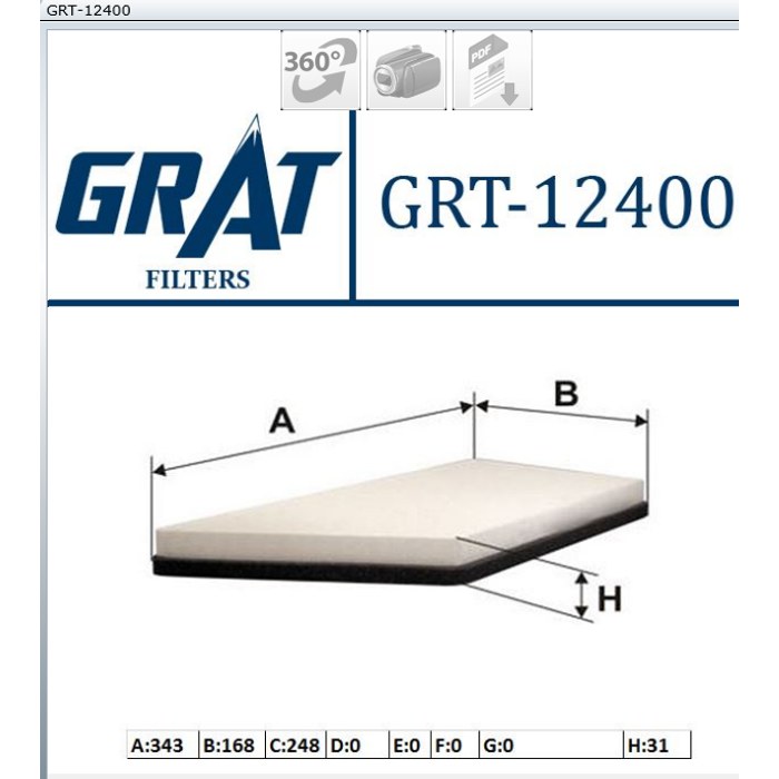 FILTRE HABITACLE PSA 206 1.4 1.6 /P206+ 1.4HDI HB132 — MGA GRT-12400