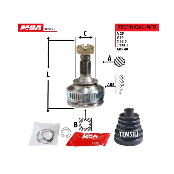TETE CARDAN PSA 207 PART II ABS 308 22174 — MGA MGA-70908
