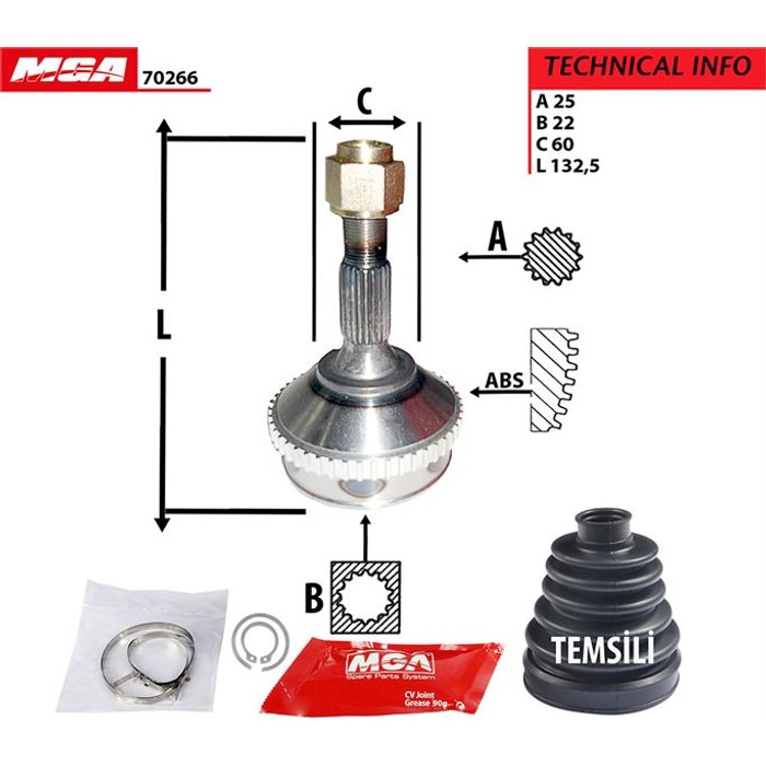 TETE CARDAN PSA 206 CR25 CB22 CV22320K — MGA MGA-70266