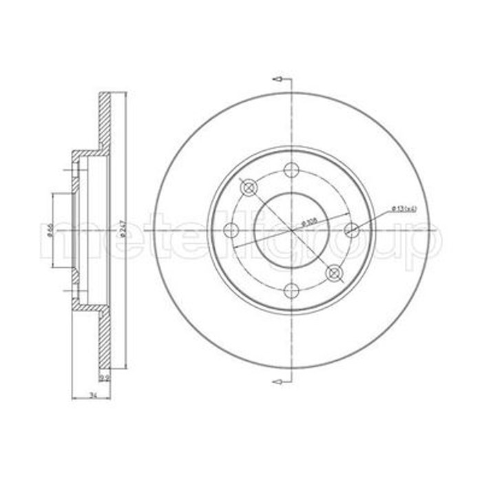 DISQUE DE FREIN PSA C15 205 106 P1141P 561253B DDF059 — METELLI 230100