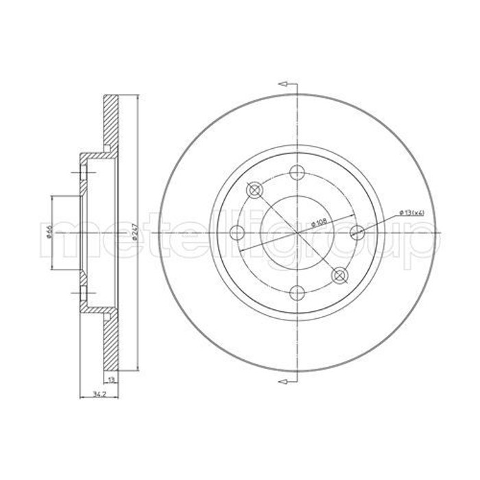 DISQUE DE FREIN PSA 206 XSARA C13141P 4246R9 — METELLI 230486C