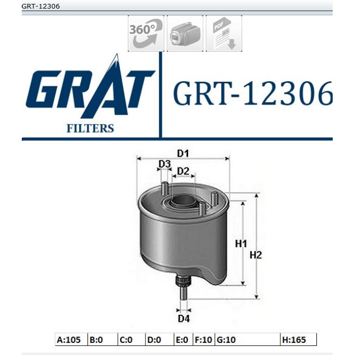 FILTRE CARBURANT PSA 206-308-508-PART 1.6HDI CIT C3 C4 C5 BERL 1.6HDI M631 — MGA GRT-12306