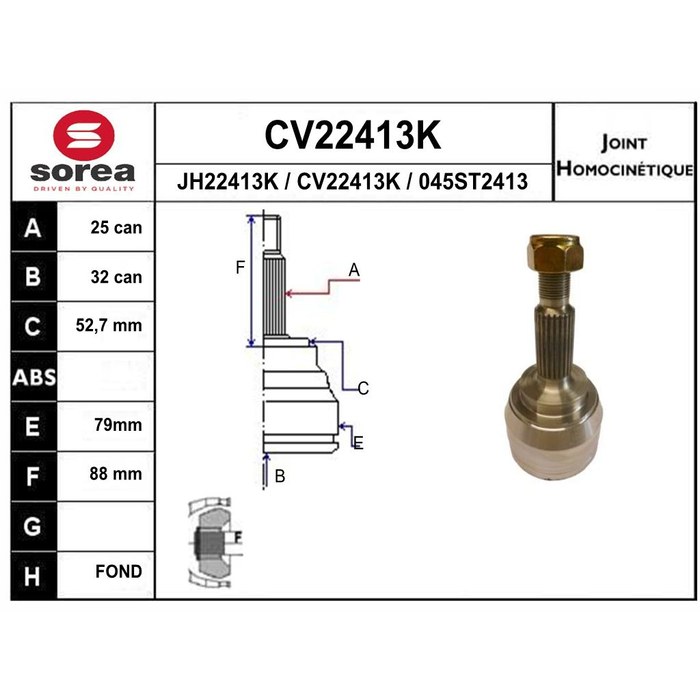TETE CARDAN SCENIC II 1.51.9 DCI 2.0 ESS CR25/CB32 — SOREA SE22413K