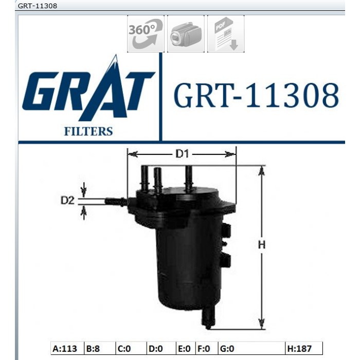 FILTRE CARBURANT REN MEG II SCENIC II 1.5DCI F114A — MGA GRT-11308