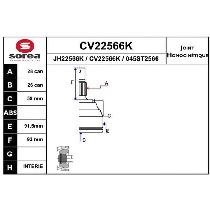 TETE CARDAN C5 407 HDI CR28/CB26 — SOREA SE22566K