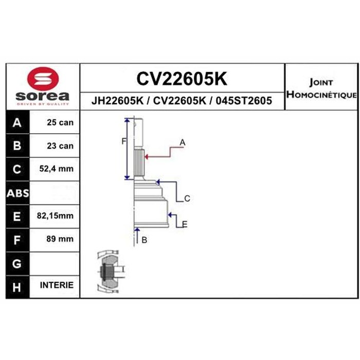 TET CARDAN REN DACIA MEGANE III 1.5DCI CR25/CB23 — SOREA SE22605K