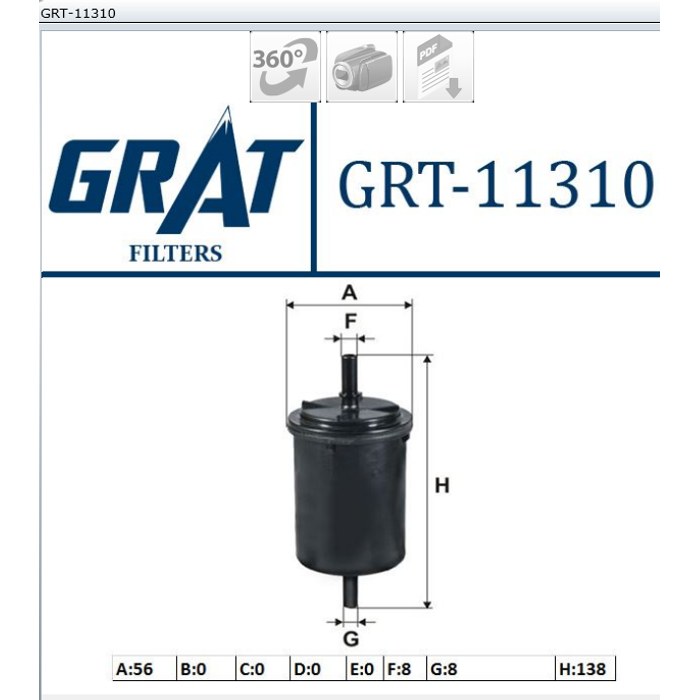 FILTRE CARBURANT REN CLIO KANGOO MEG LAGUNA PART BER E710 — MGA GRT-11310