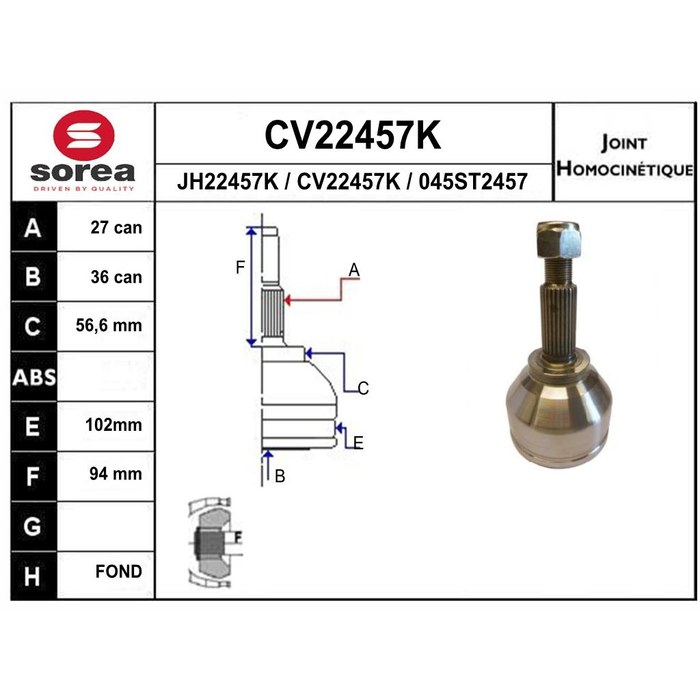 TETE CARDAN REN TRAFIC II CR27/CB36 — SOREA SE22457K