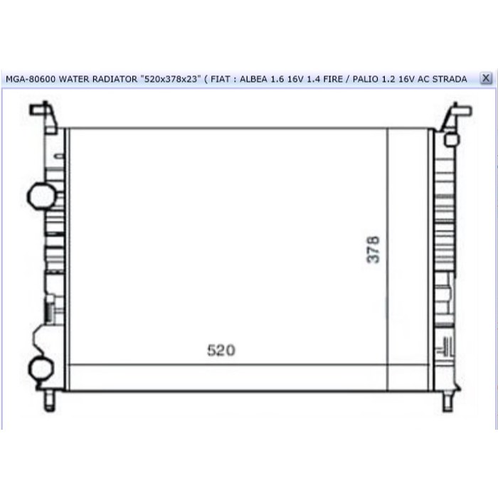 RADIATEUR FIAT PALIO SIENA VAL735296 — MGA MGA-80600