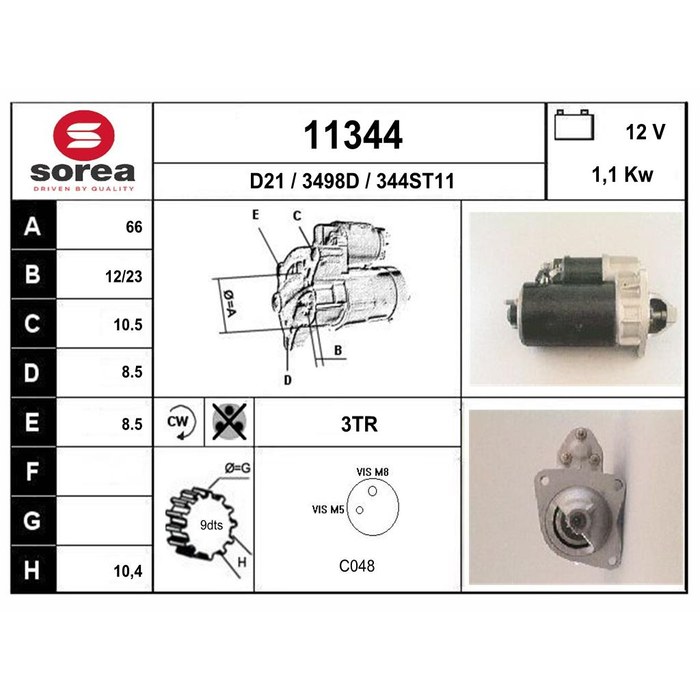 DEMARREUR R4/5  3 TROUS — SOREA SE11344