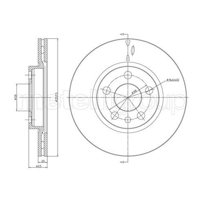 DISQUE DE FREIN PSA JUMPY EXPERT I II D14 L2055V — METELLI 230402