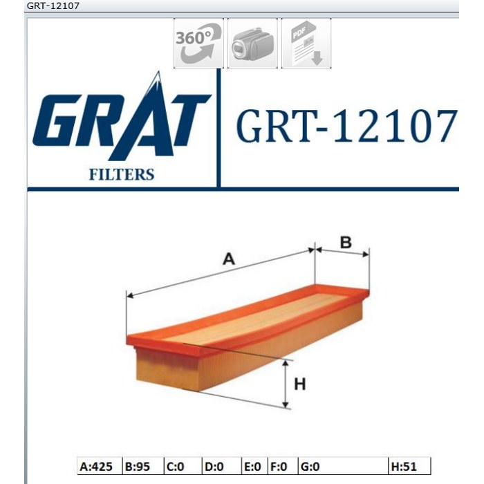 FILTRE A AIR PSA PART II 206 207 1.6 16V C4 BERL 1.6 16V P260 — MGA GRT-12107