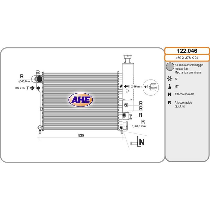 RADIATEUR PSA 405 730572 122046 — AHE 01.PE456