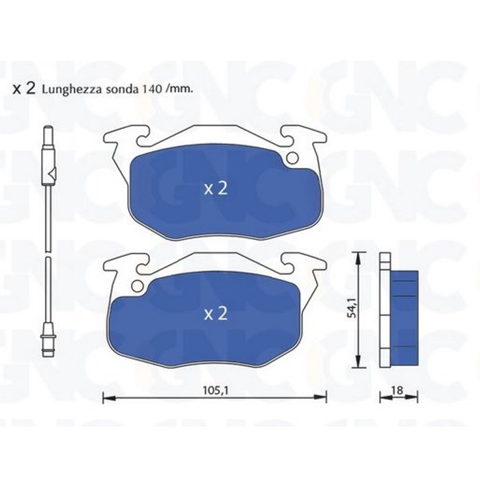 PLAQ DE FREIN AV PSA 405 REN R5 91-96 05P653 05P435 — GNC P0338