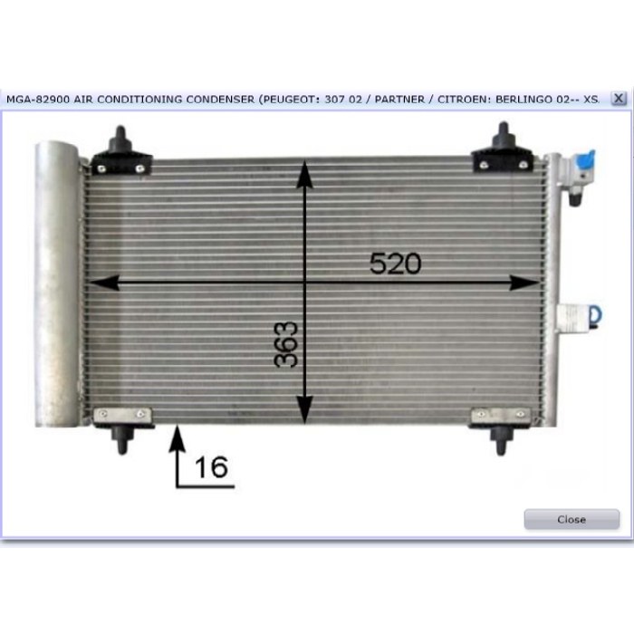 RADIATEUR CLIMATISEUR PARTNER BERLINGO 307 VAL817508 — MGA MGA-82900