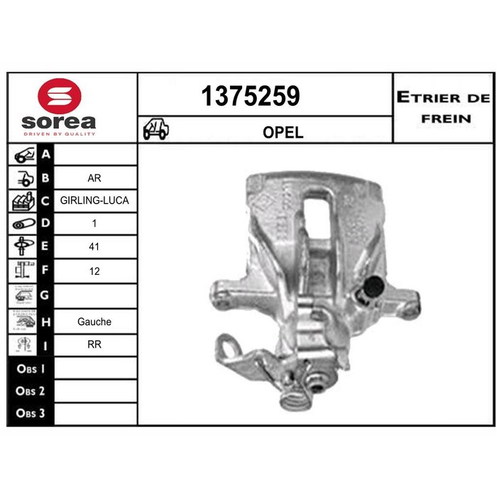 ETRIER DE FREIN G TRAFIC II AR — SOREA SE1375259