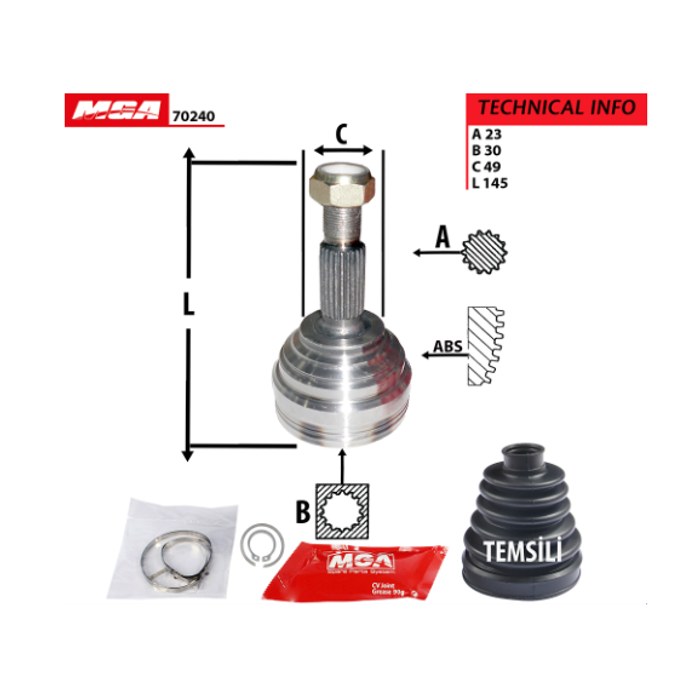 TETE CARDAN REN MEG II 1.4 16V 22365 CR23 CB30 — MGA MGA-70240