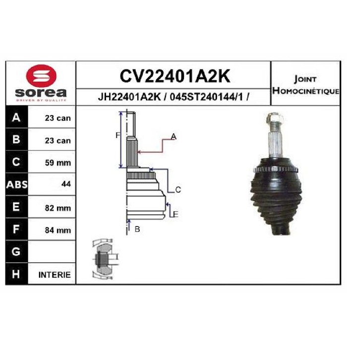 TETE CARDAN CLIO II CR23 CB23 — SOREA SE22401A2K