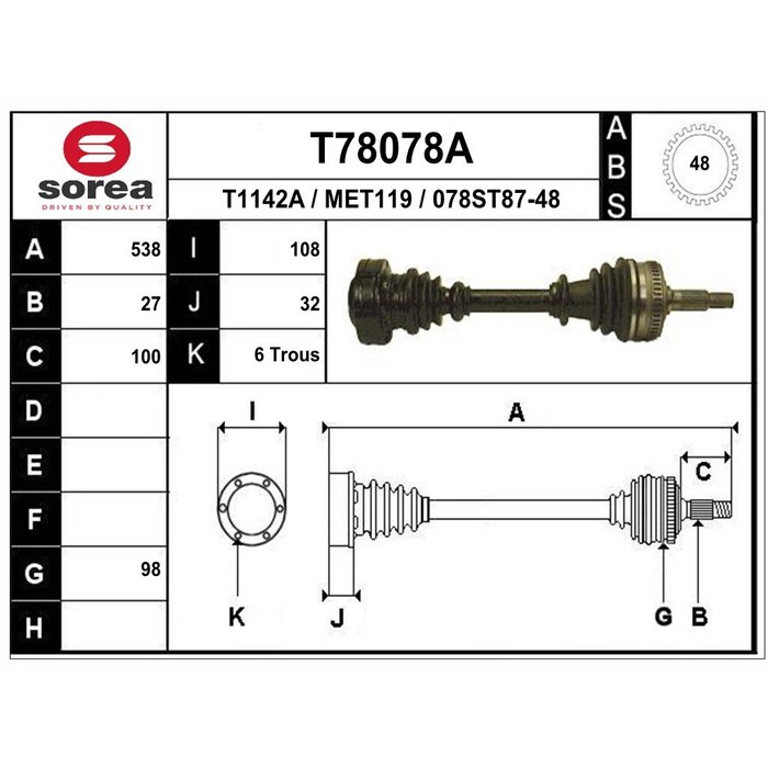 TRANSMISSION MERCEDES VITO/CLASSE V 302843 — SOREA SET78078A