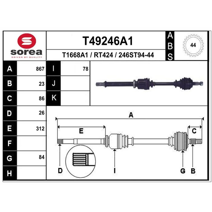 TRANSMISSION KANGOO CLIO II 1.5DCI +ABS — SOREA SET49246A1