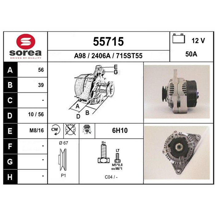 ALTERNATEUR BERL/PART — SOREA SE55715