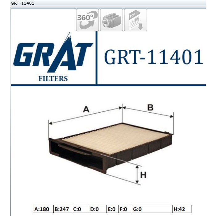 FILTRE HABITACLE REN MEGANE II HB165 — MGA GRT-11401