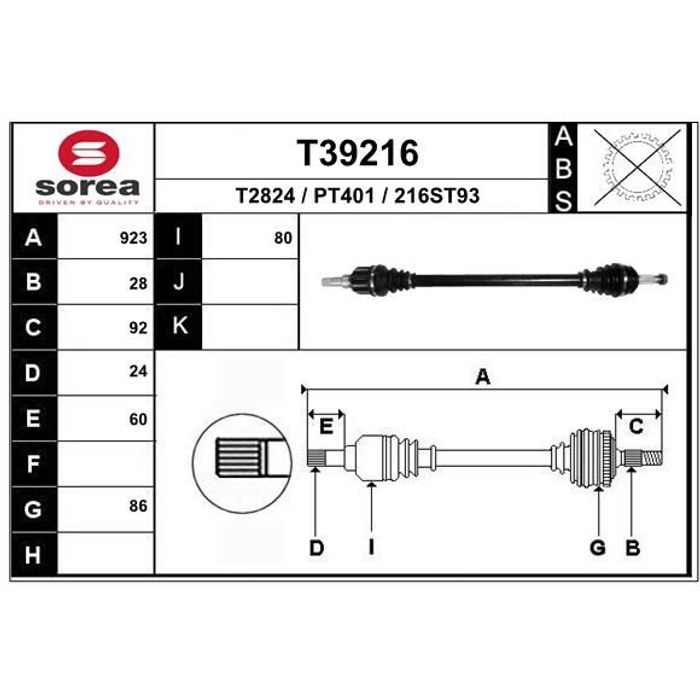 TRANSMISSION D PSA PARTNER BERLINGO K9 308 II — SOREA SET39216