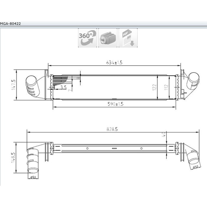 RADIATEUR TURBO LOGAN SANDERO 1.5DCI 8200409045 — MGA MGA-80422